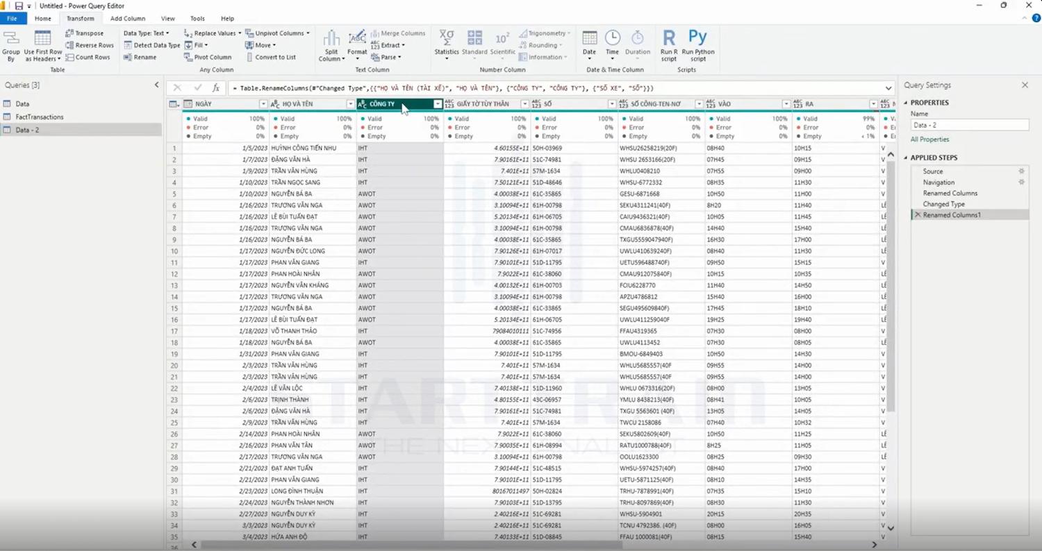 cách rename trong Power BI