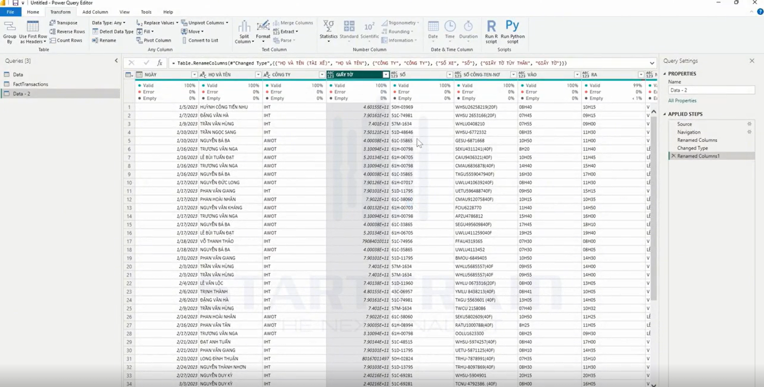 cách rename trong Power BI