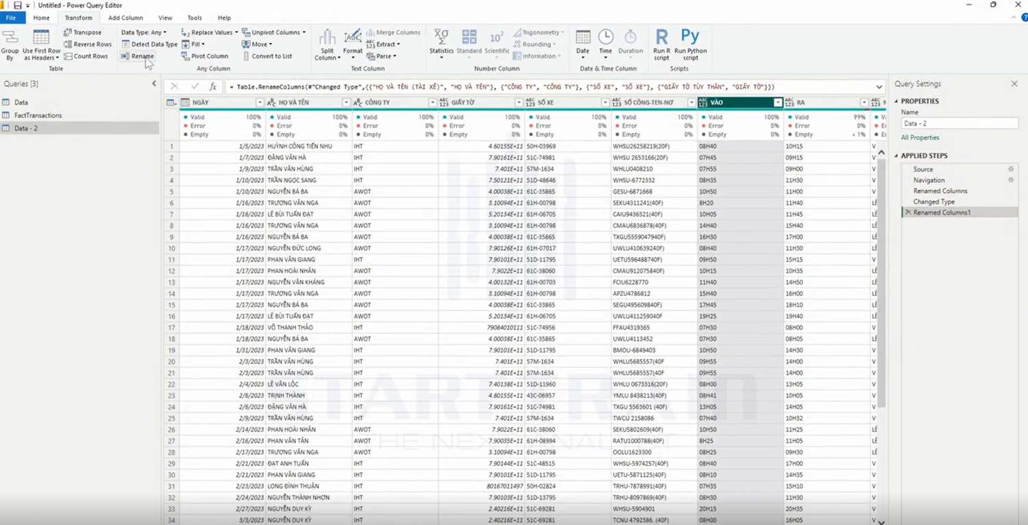 cách rename trong Power BI