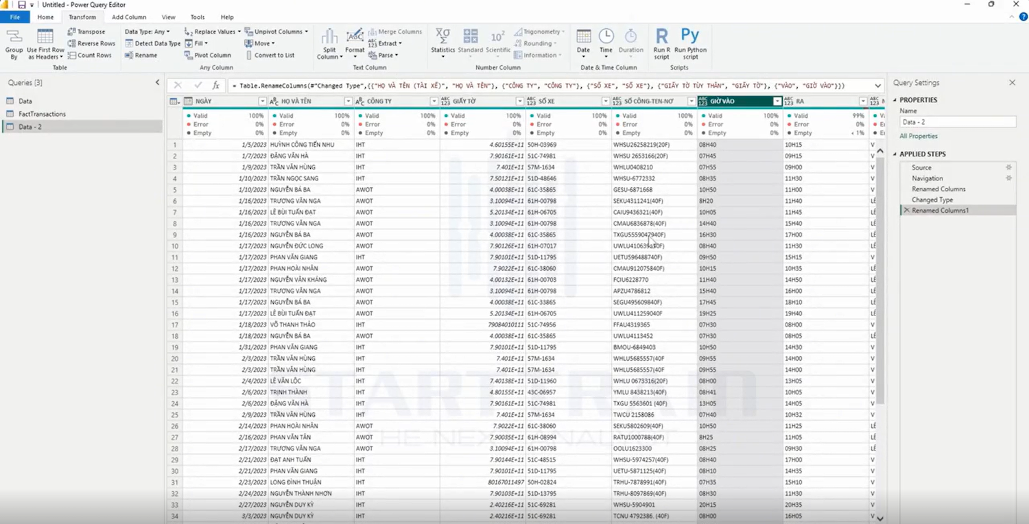 cách rename trong Power BI