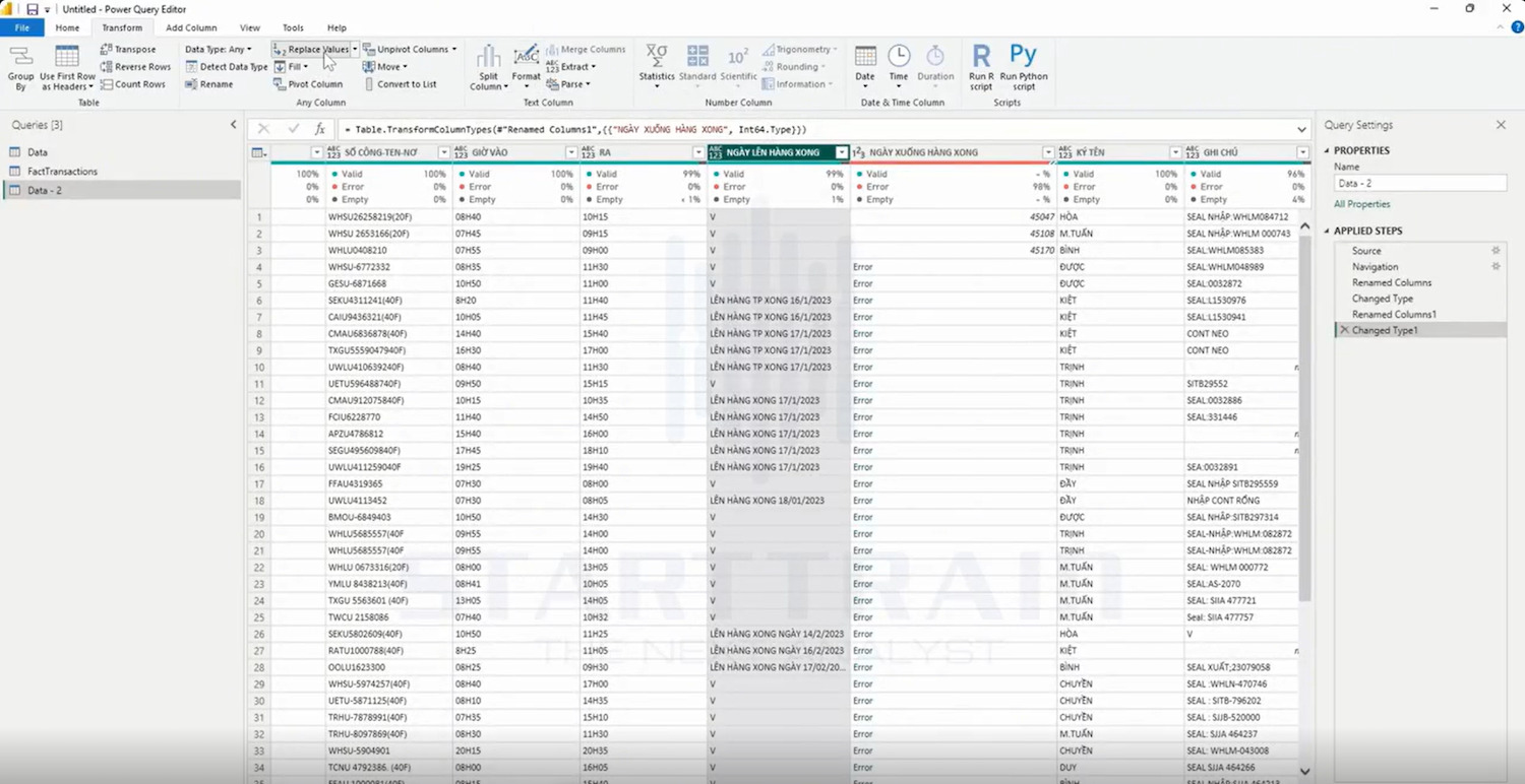 replace trong power bi