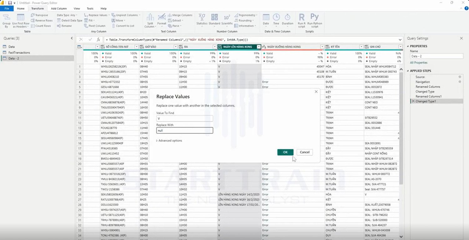 replace trong power bi