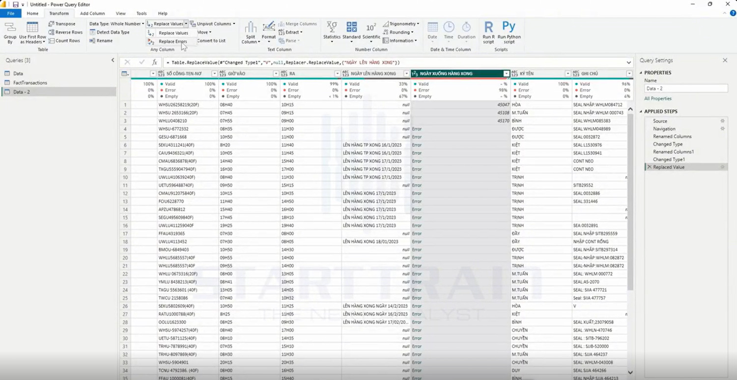 replace trong power bi