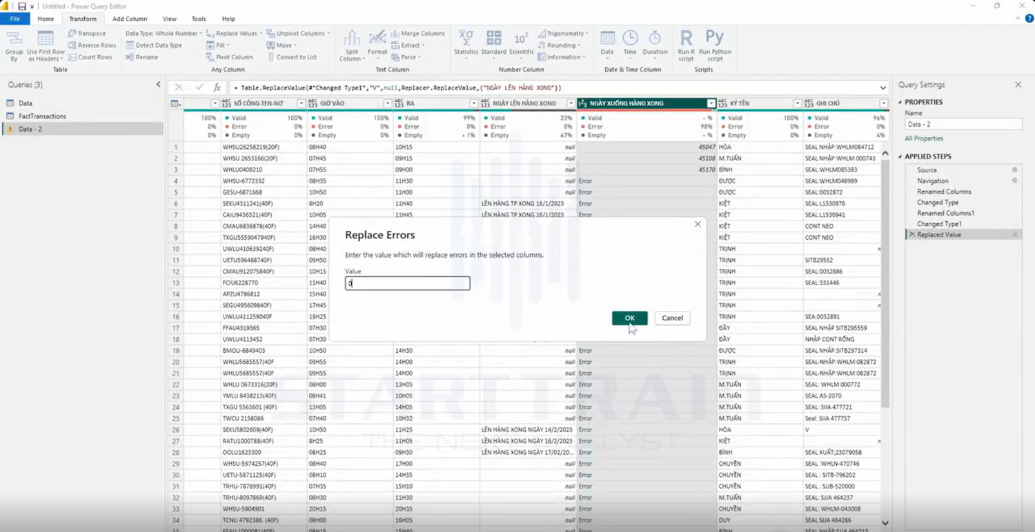 replace trong power bi