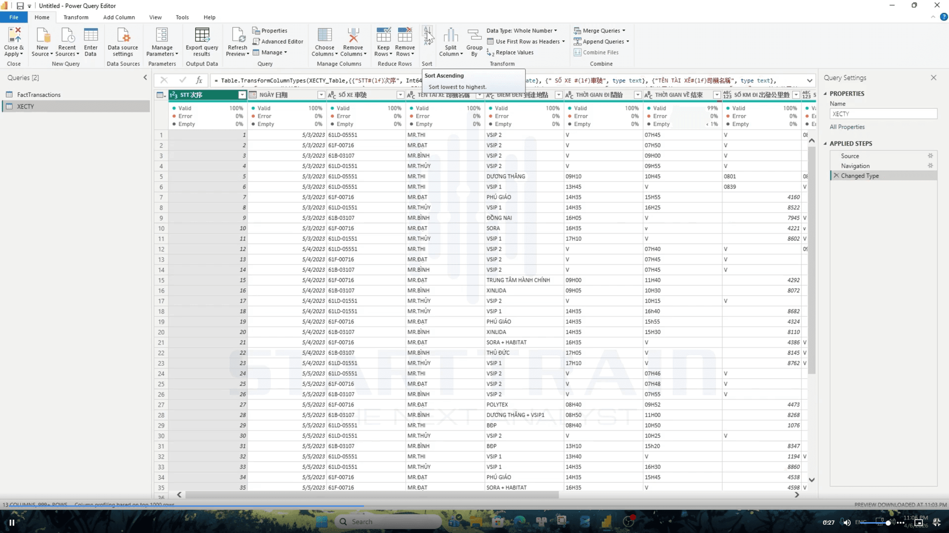 Sort trong Power BI