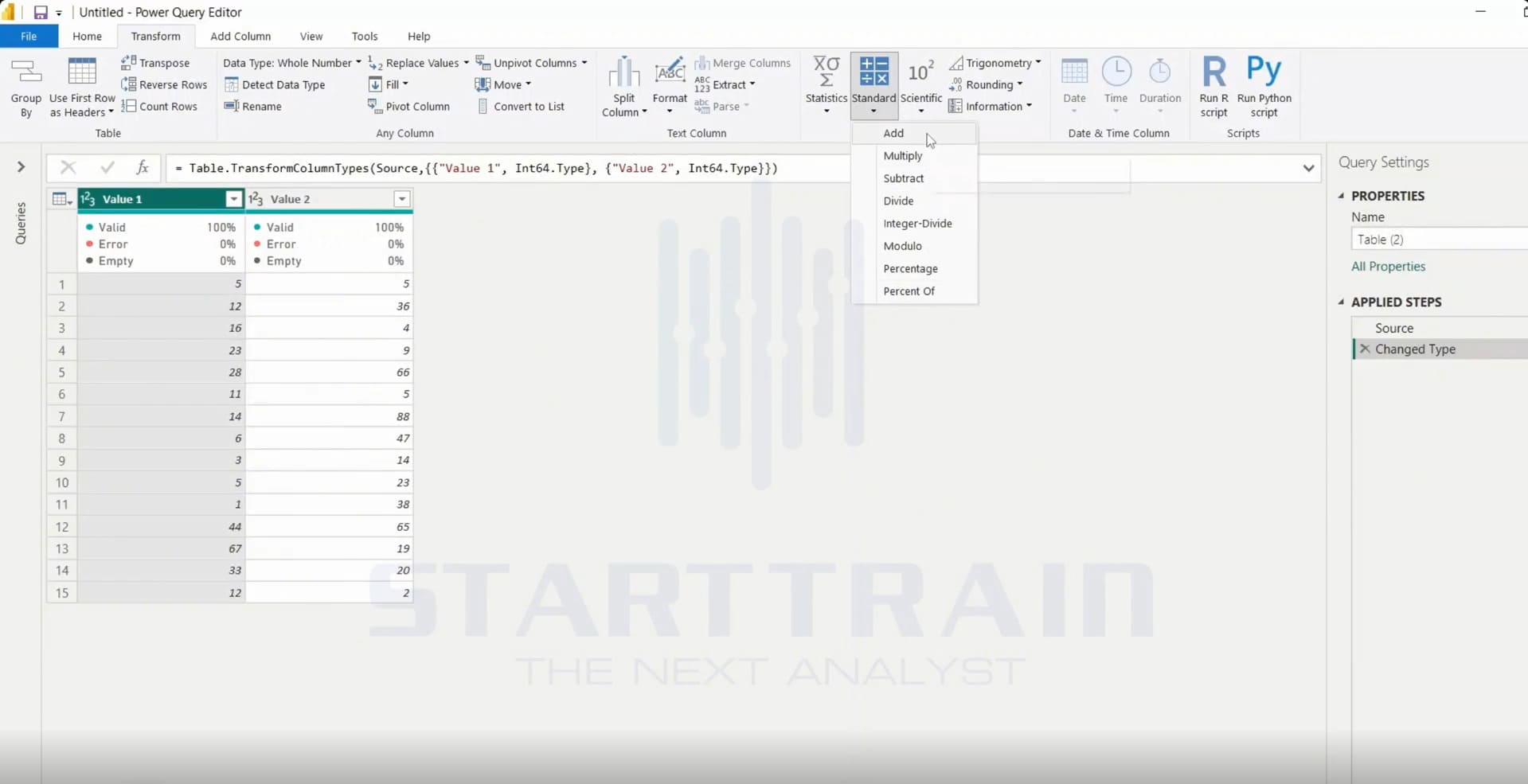 Standard trong Power BI