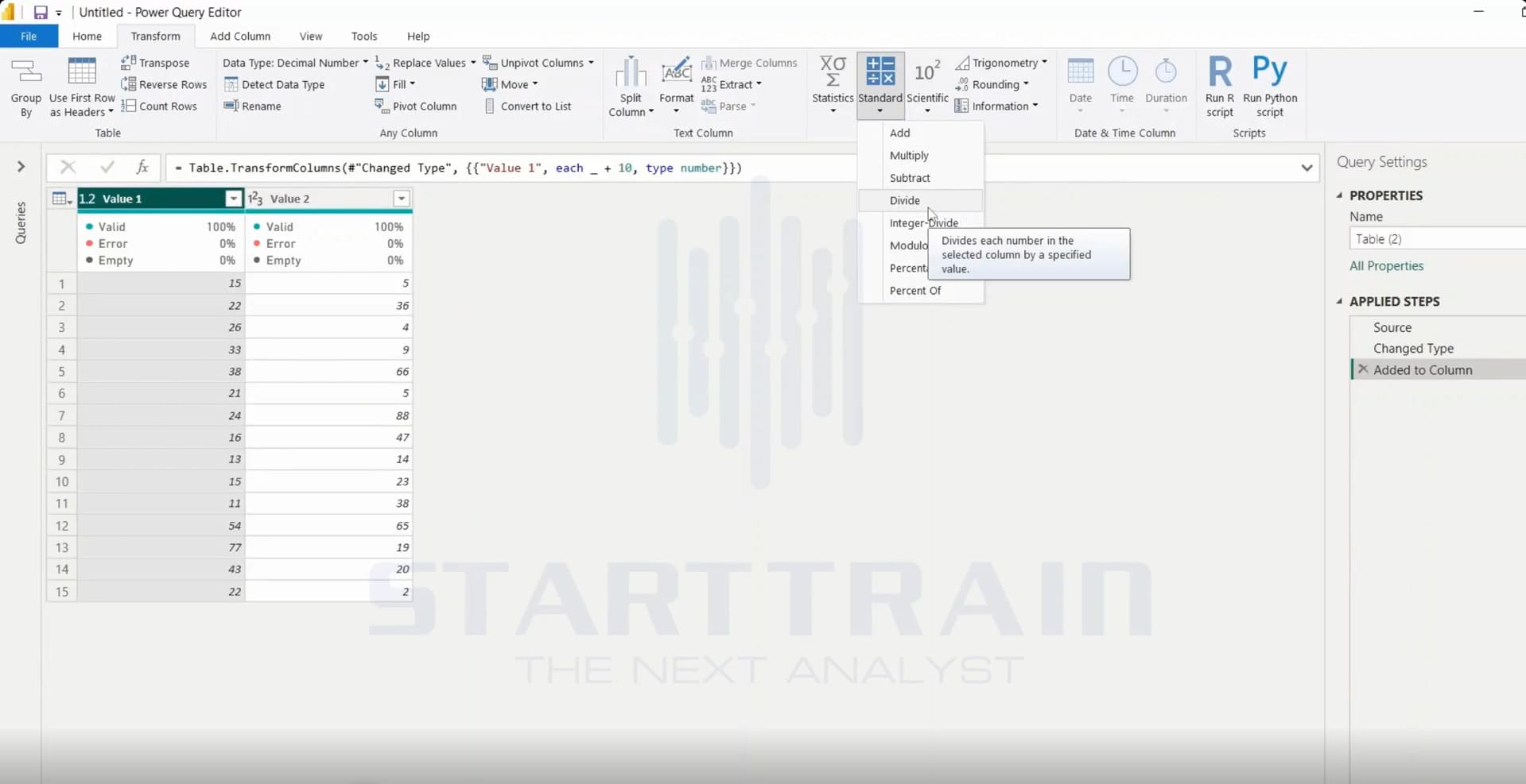 Standard trong Power BI