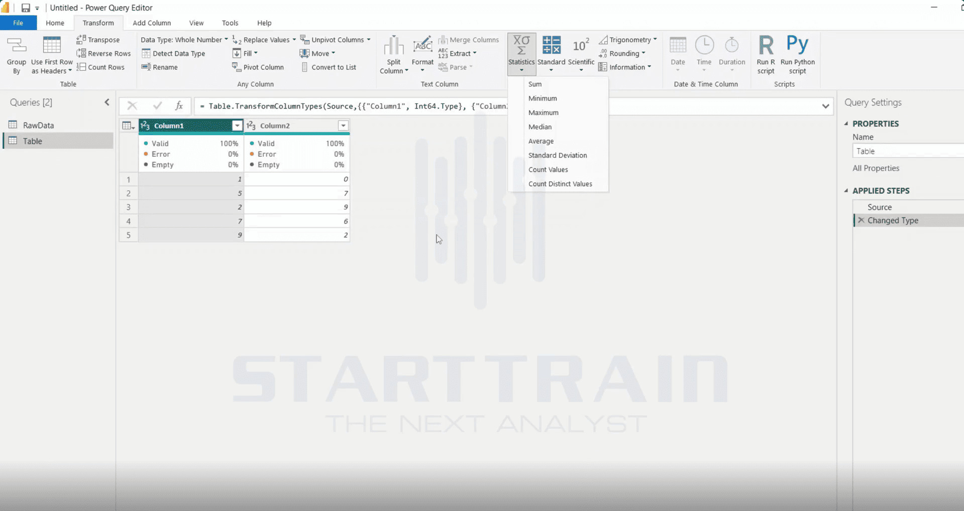 Statistics trong Power BI
