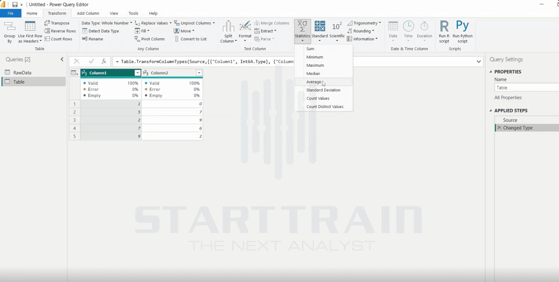 Statistics trong Power BI