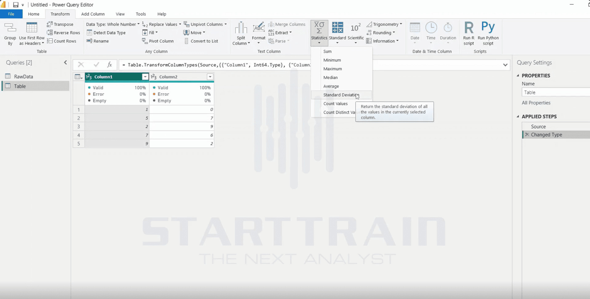 Statistics trong Power BI