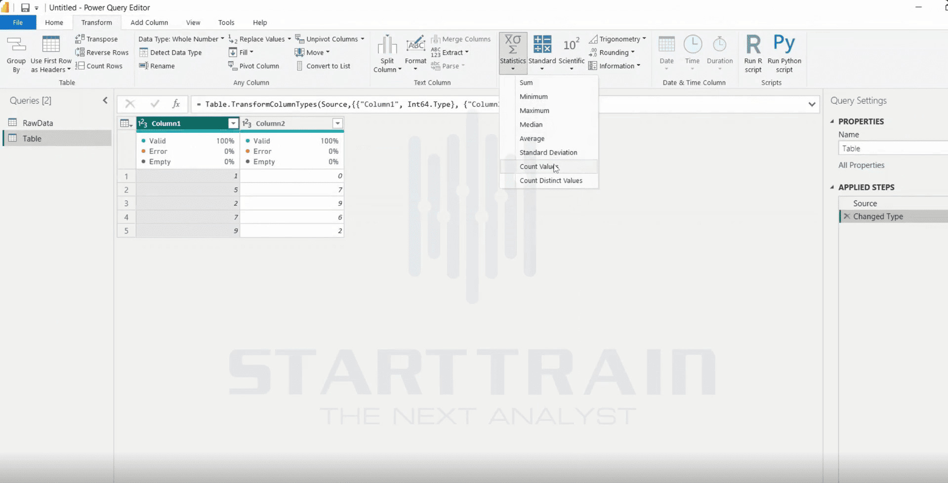 Statistics trong Power BI