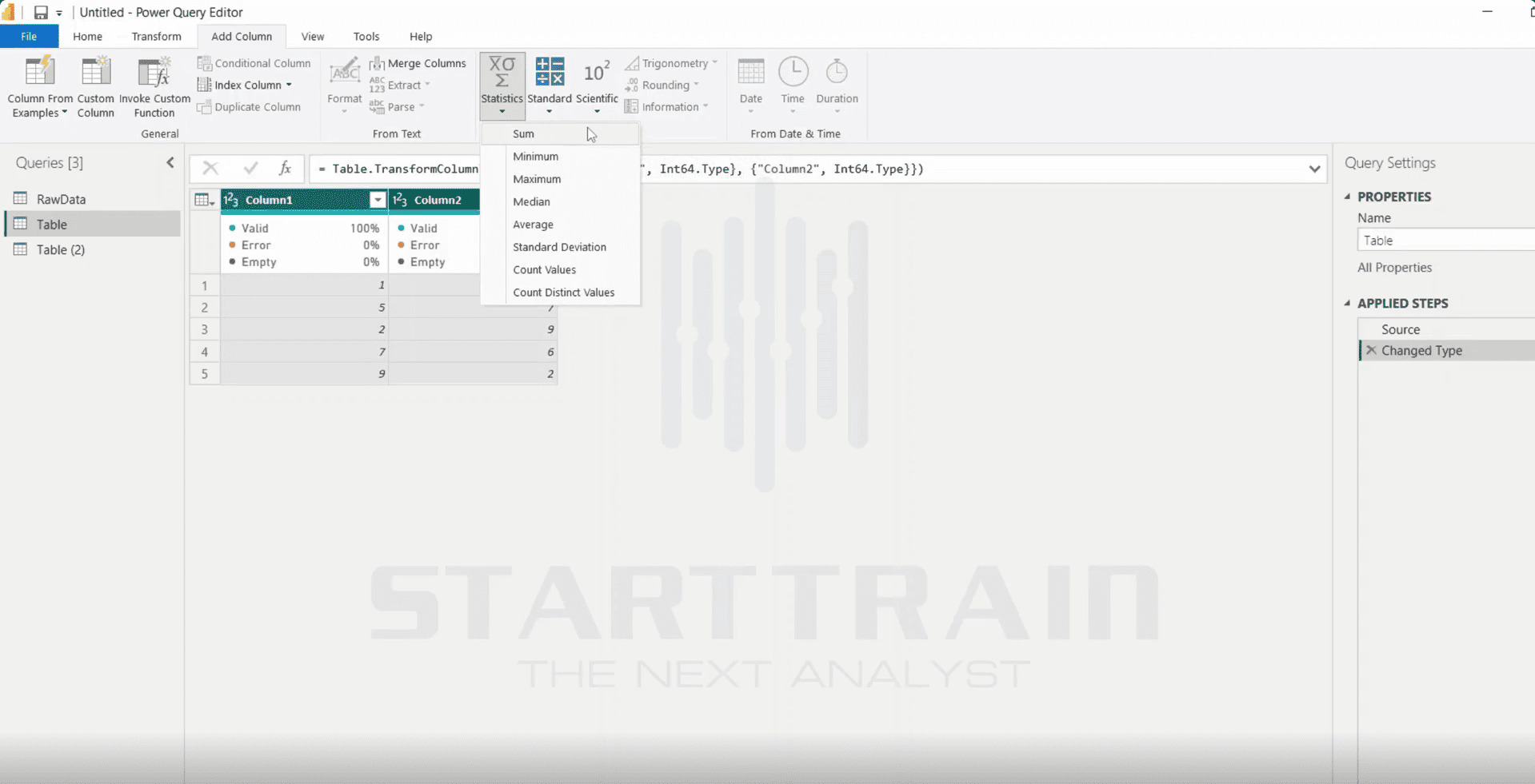 Statistics trong Power BI