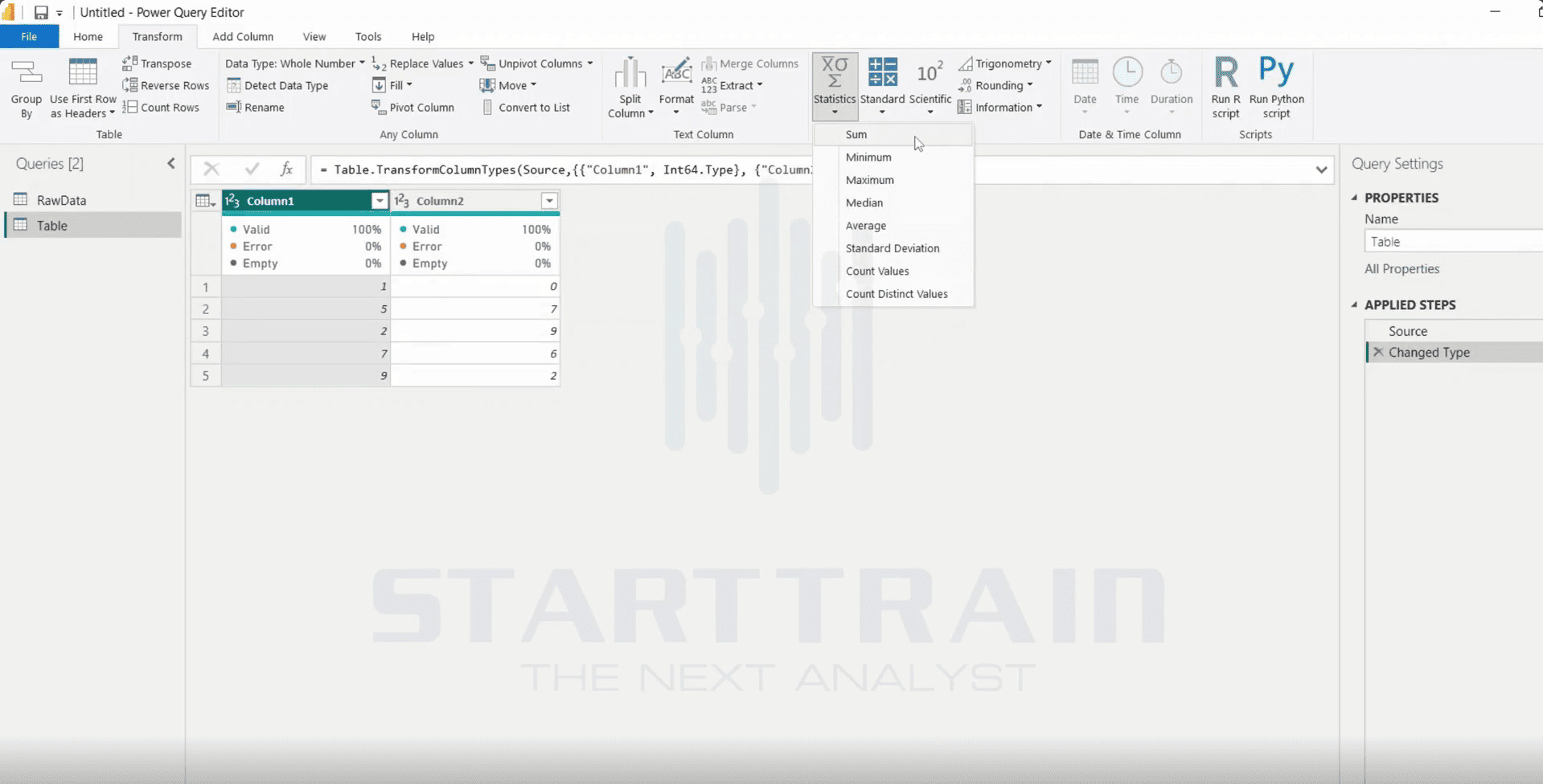 Statistics trong Power BI