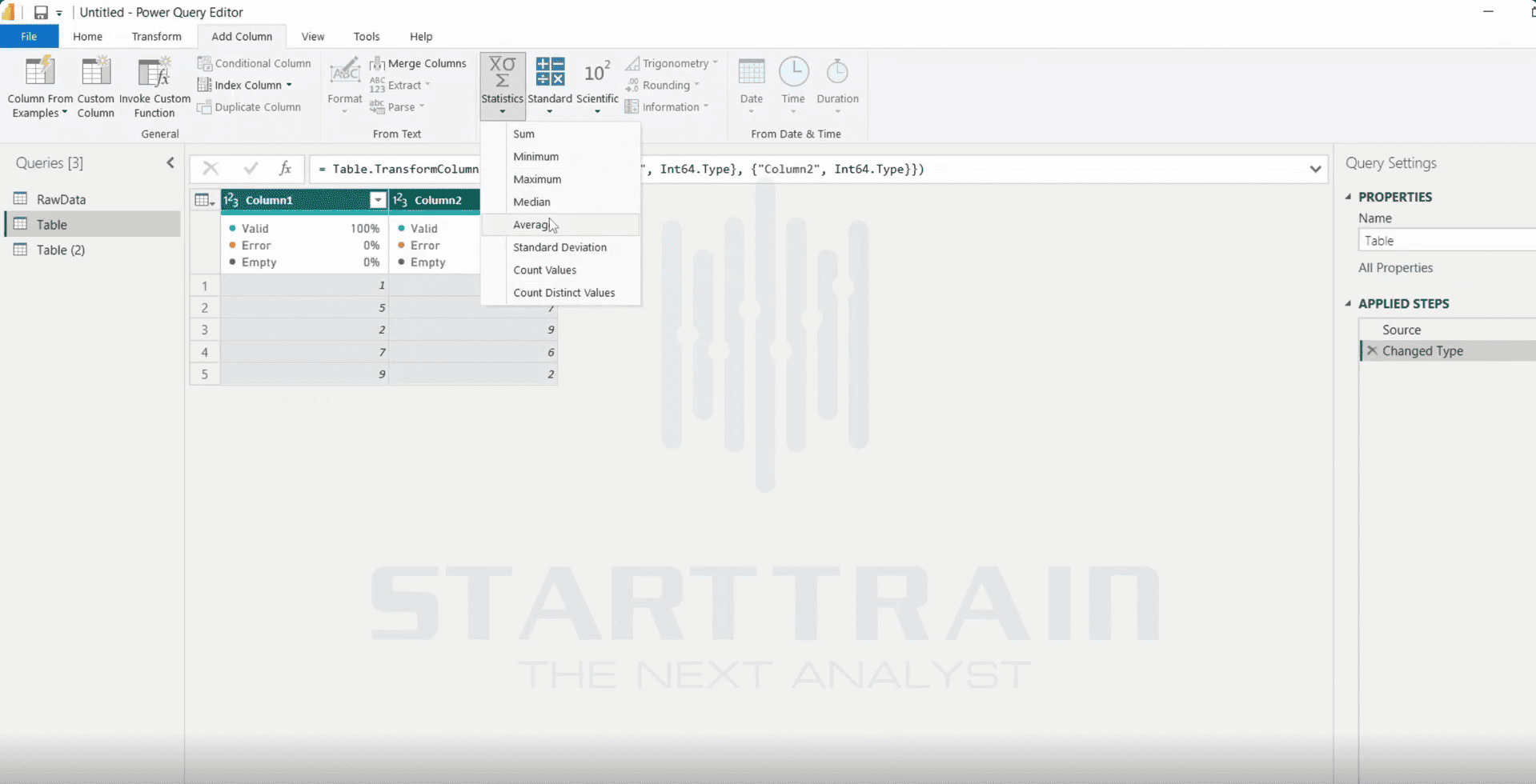 Statistics trong Power BI