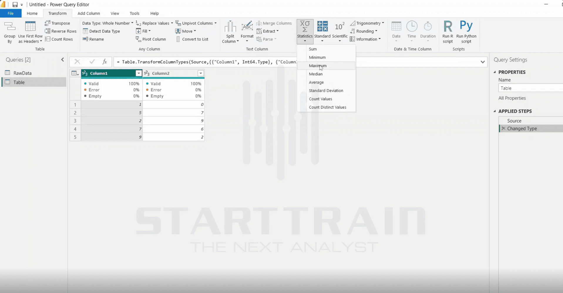 Statistics trong Power BI