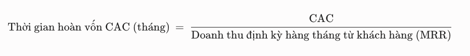 Thời gian hoàn vốn theo tháng
