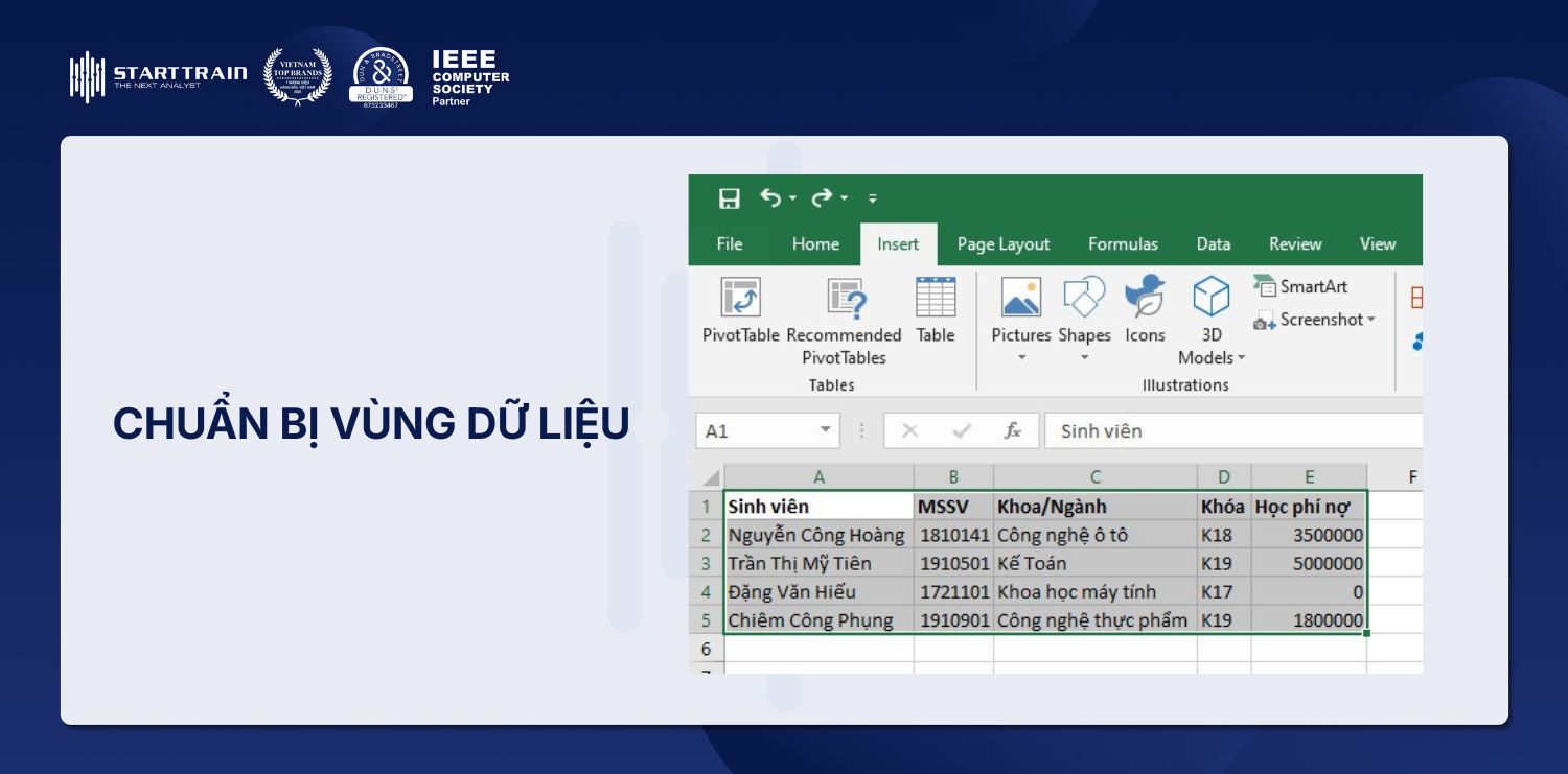 Chuẩn bị vùng dữ liệu