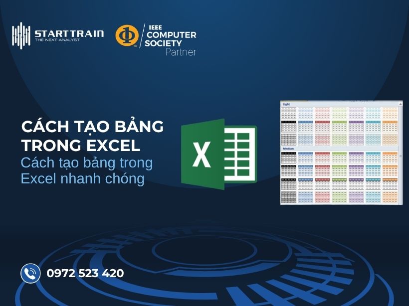Cách tạo bảng trong Excel