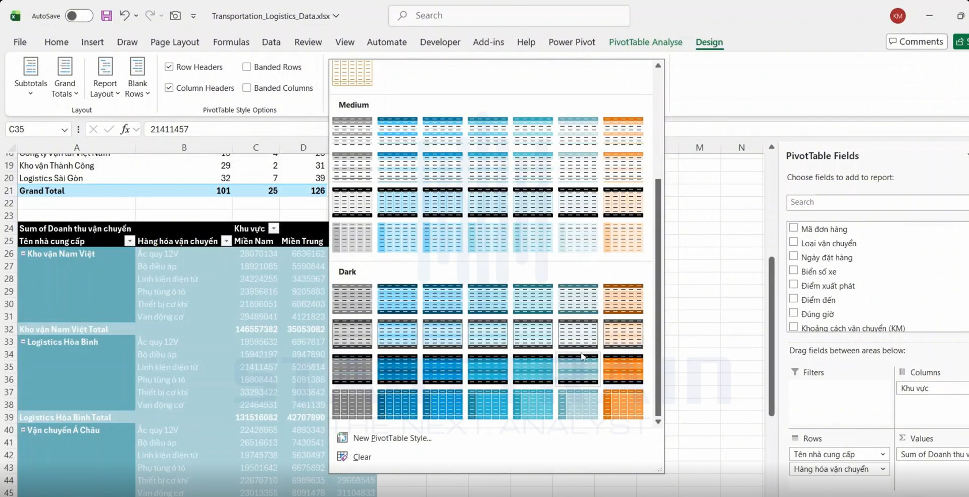 PivotTable Styles