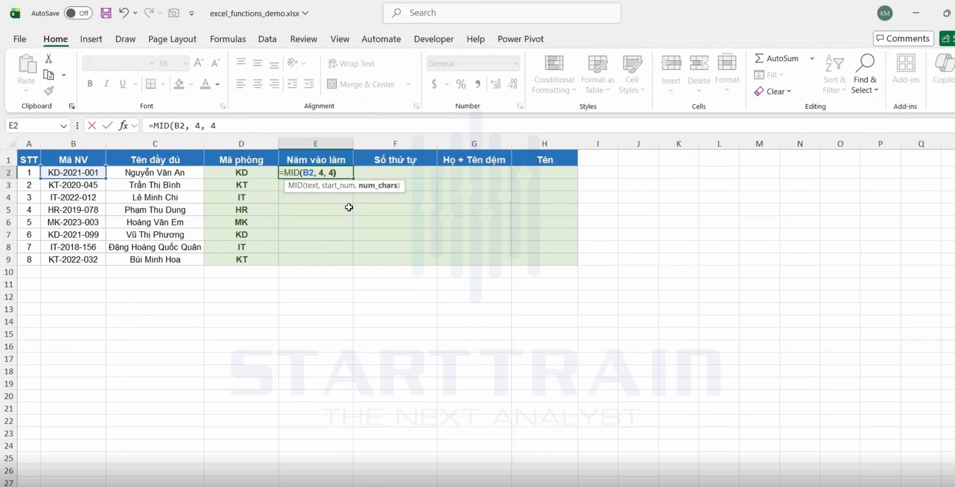 hàm xử lý chuỗi trong Excel