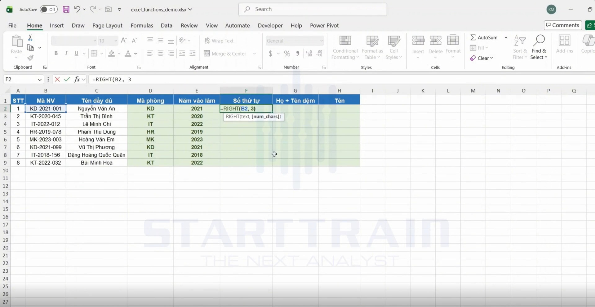 hàm xử lý chuỗi trong Excel