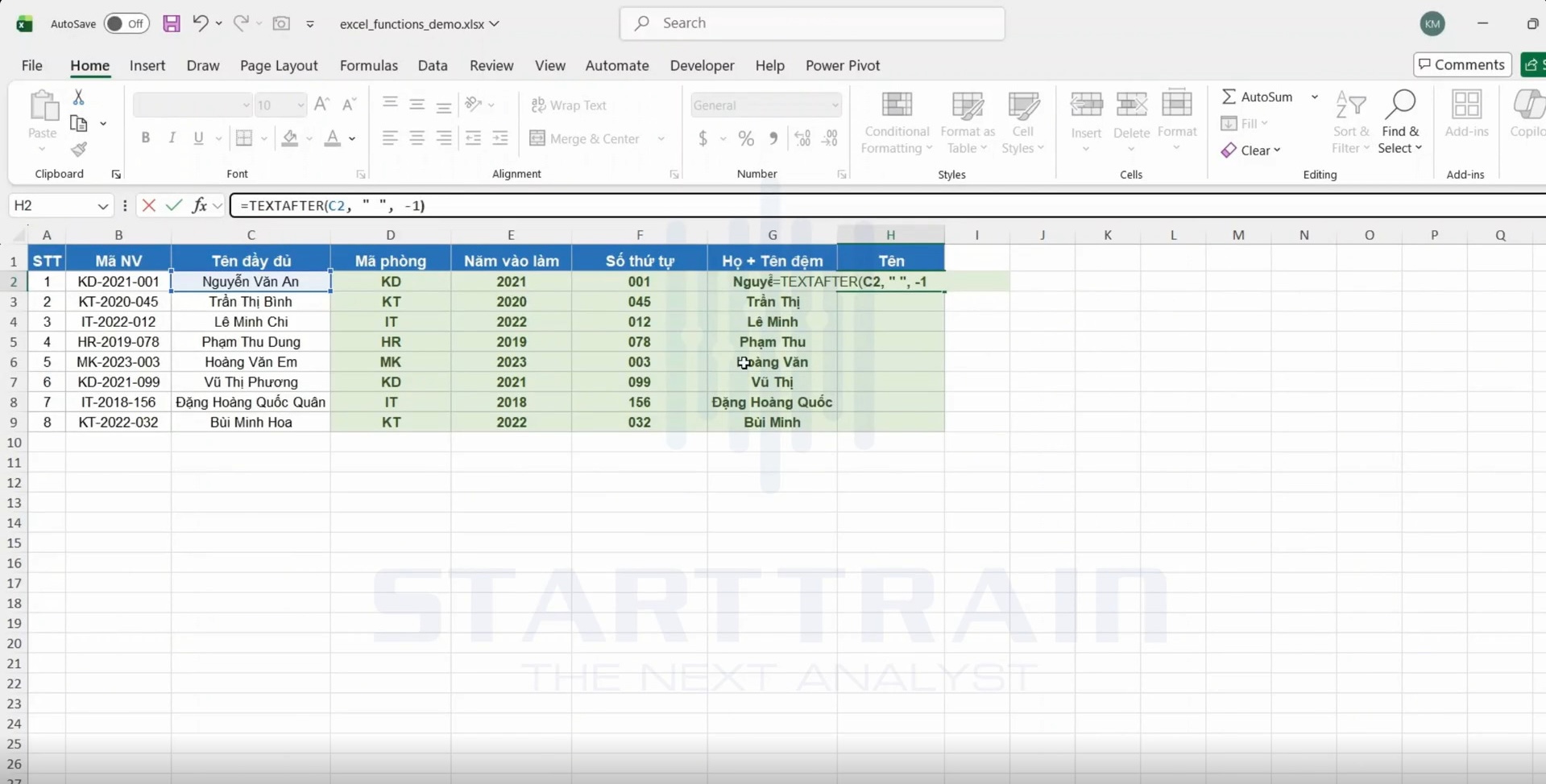 hàm xử lý chuỗi trong Excel