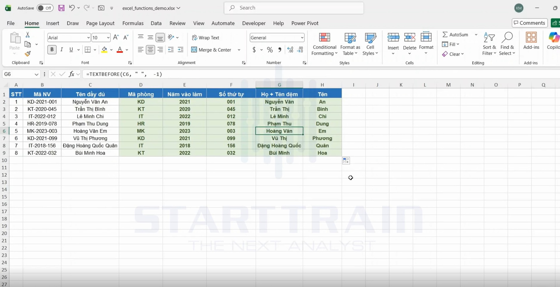 hàm xử lý chuỗi trong Excel