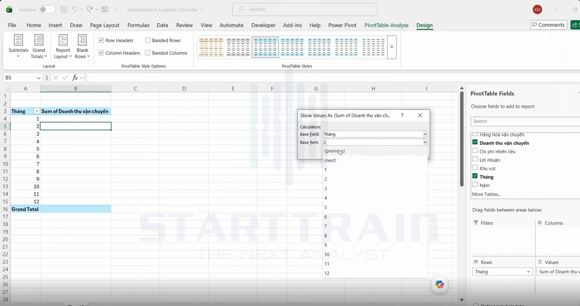 Show Values As