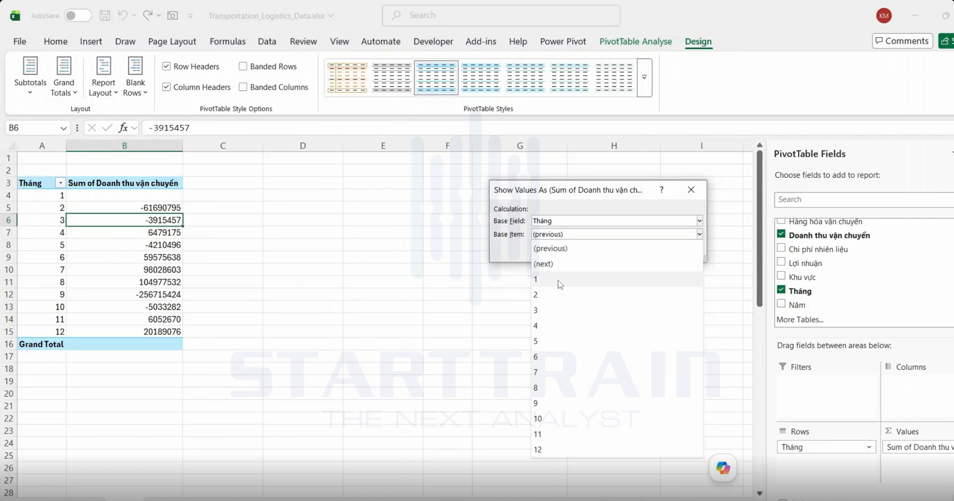 Show Values As