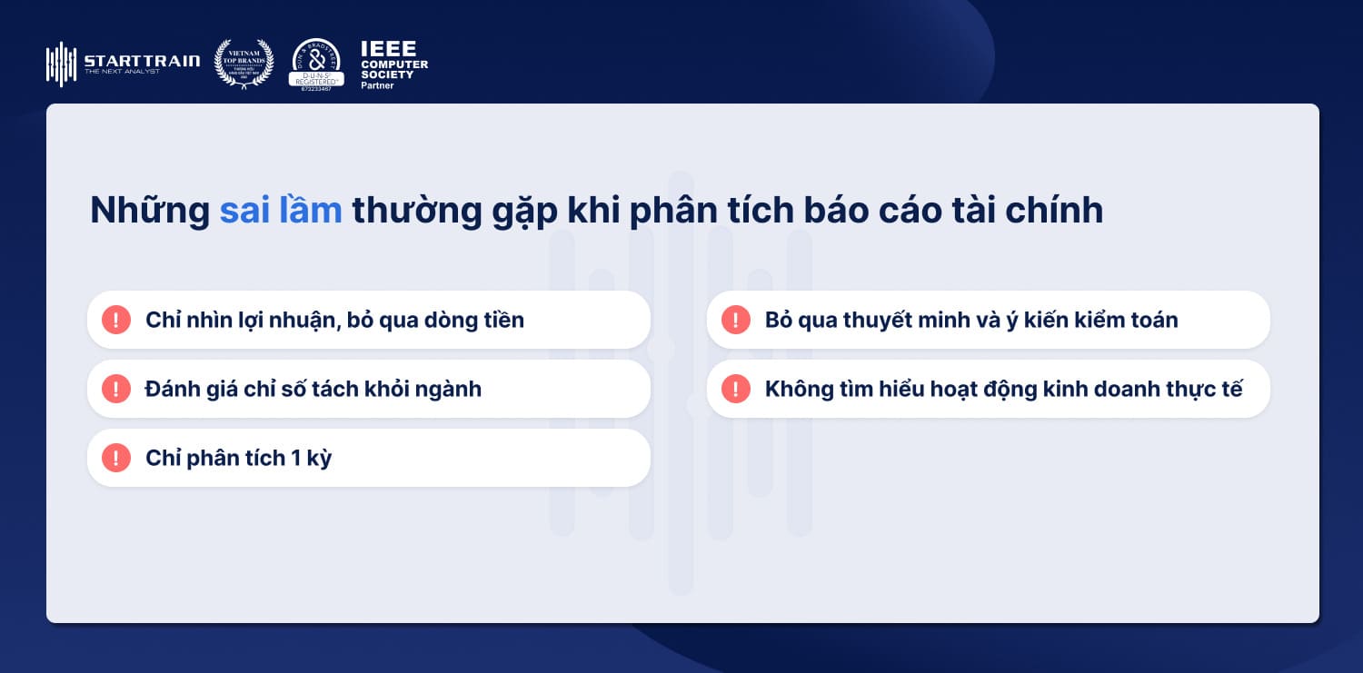 Những sai lầm thường gặp khi phân tích báo cáo tài chính