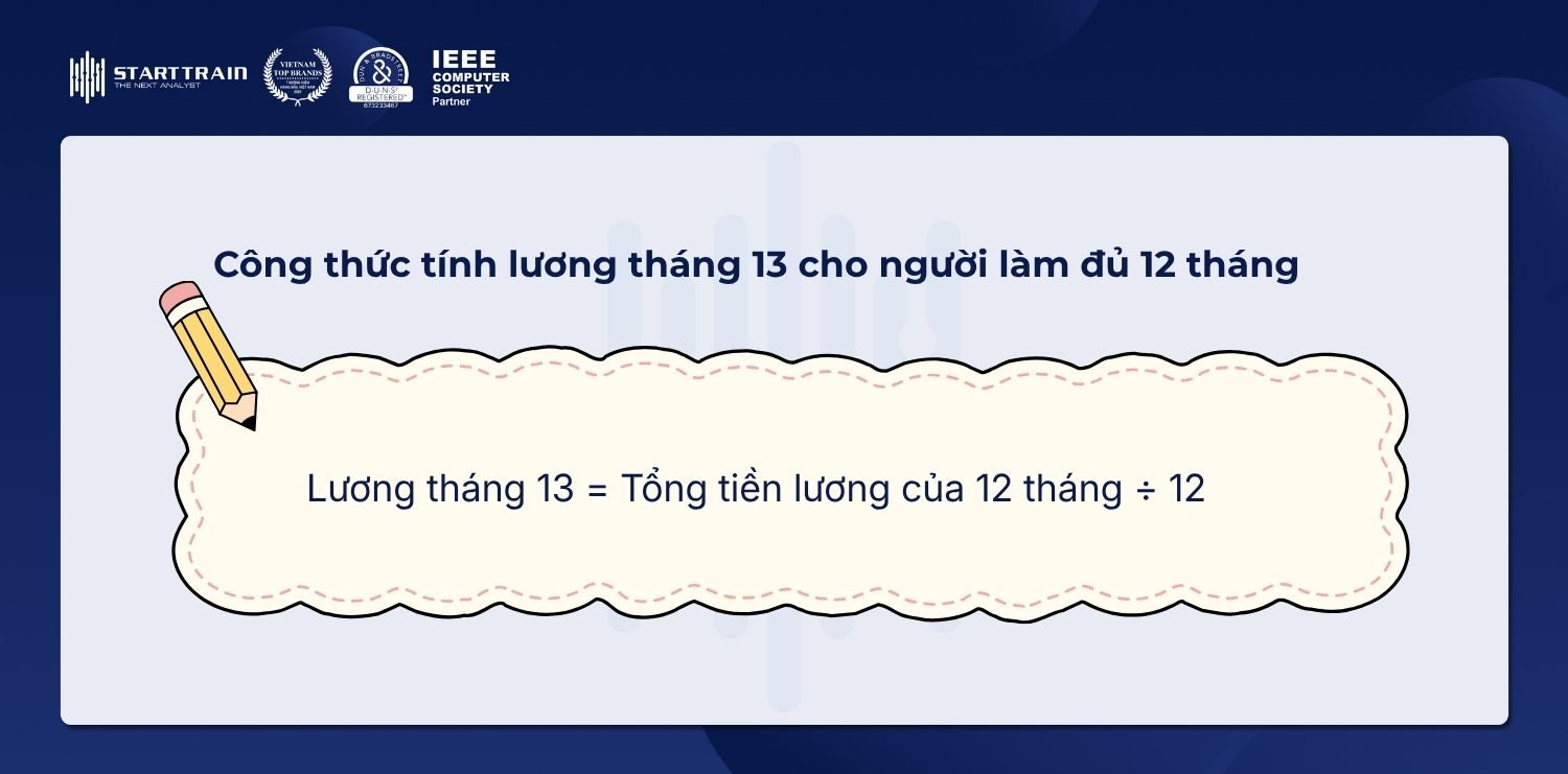 Cách tính lương tháng 13