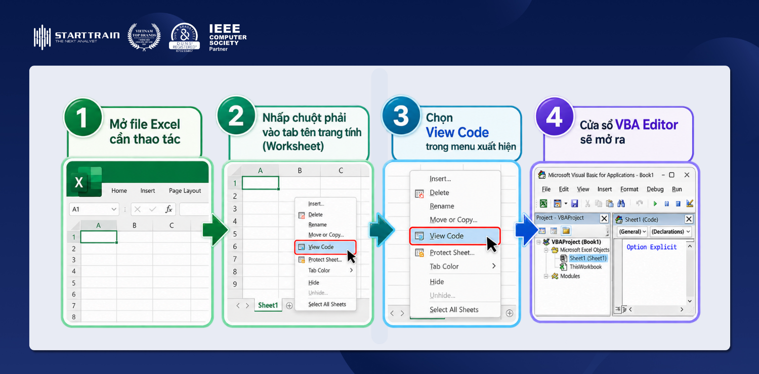 Excel VBA là gì? Ứng dụng và cách sử dụng VBA trong Excel 4 Cách mở trình soạn thảo VBA trong Excel